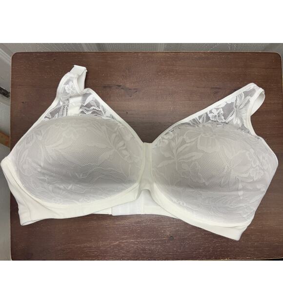 Bali Breathe Size 2XL White Cotton Modal Lace Wireless T-Shirt Bra DF7594 - Picture 2 of 4